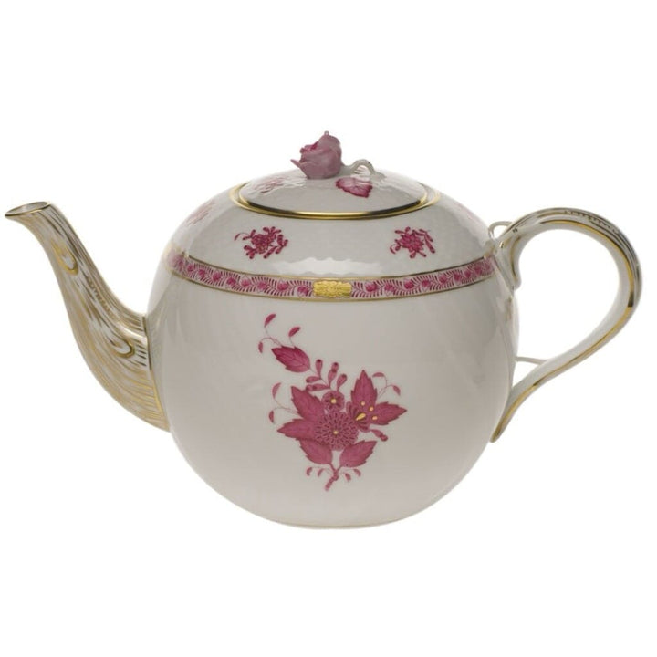 Herend Chinese Bouquet Tea Pot With Rose - 60 oz. Dinnerware Herend Raspberry