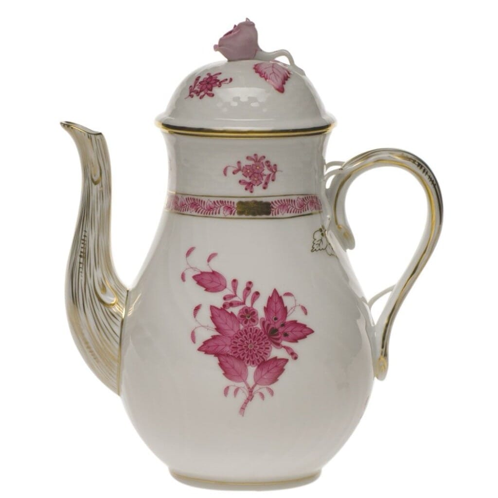 Herend Chinese Bouquet Coffee Pot With Rose Dinnerware Herend Raspberry 