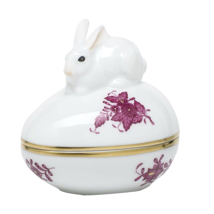 Herend Chinese Bouquet Egg Bonbon With Bunny Dinnerware Herend Raspberry 
