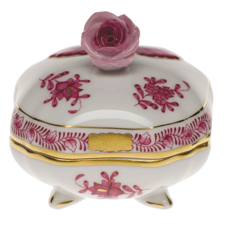 Herend Chinese Bouquet Covered Bonbon With Rose Dinnerware Herend Raspberry 
