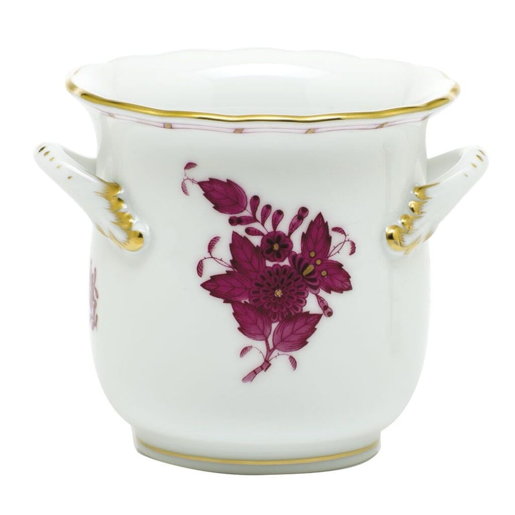 Herend Chinese Bouquet Mini Cachepot With Handles Dinnerware Herend Raspberry 