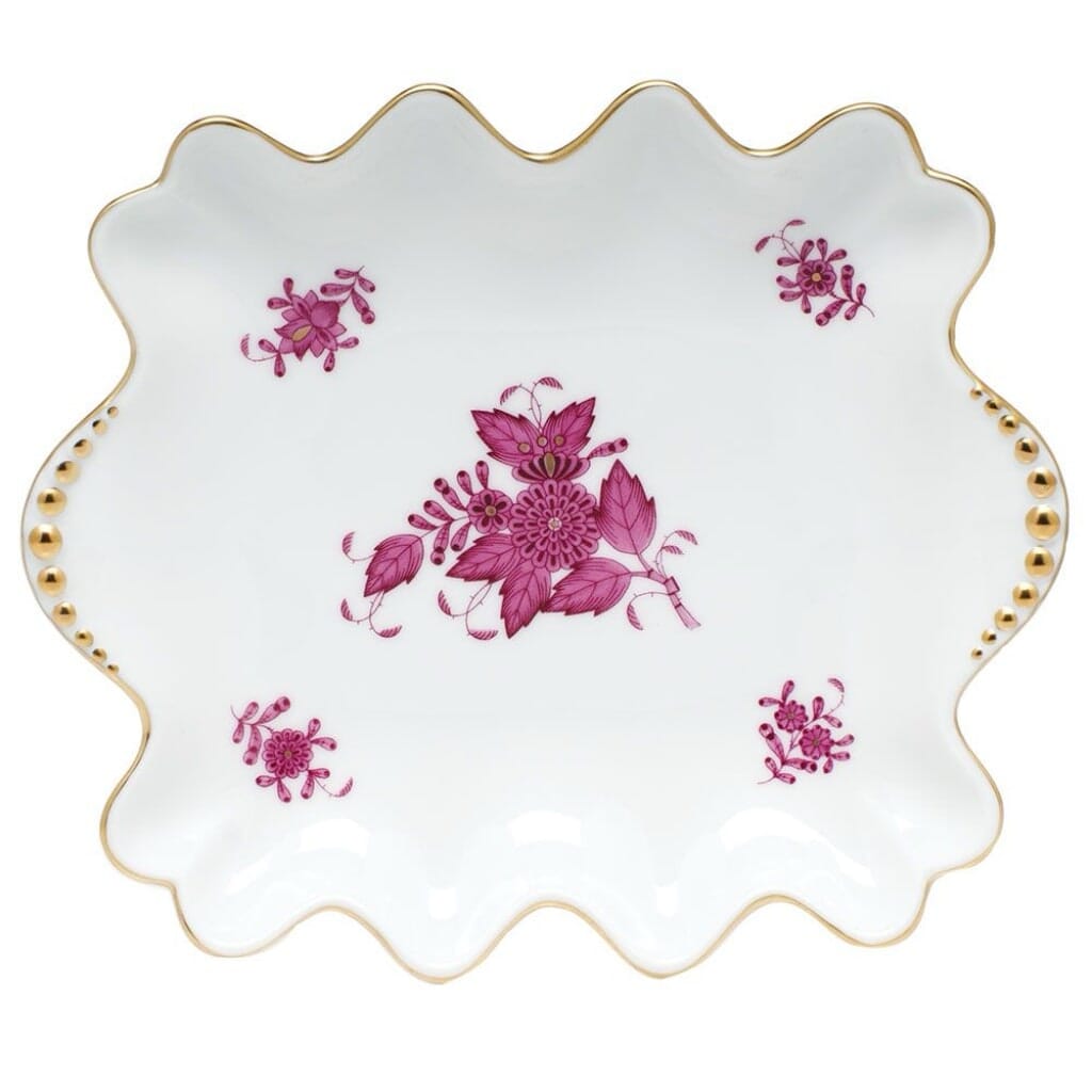 Herend Chinese Bouquet Small Dish With Pearls Dinnerware Herend Raspberry 