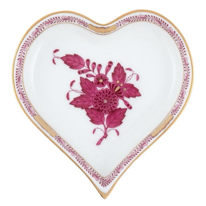 Herend Chinese Bouquet Small Heart Tray Trays Herend Raspberry 