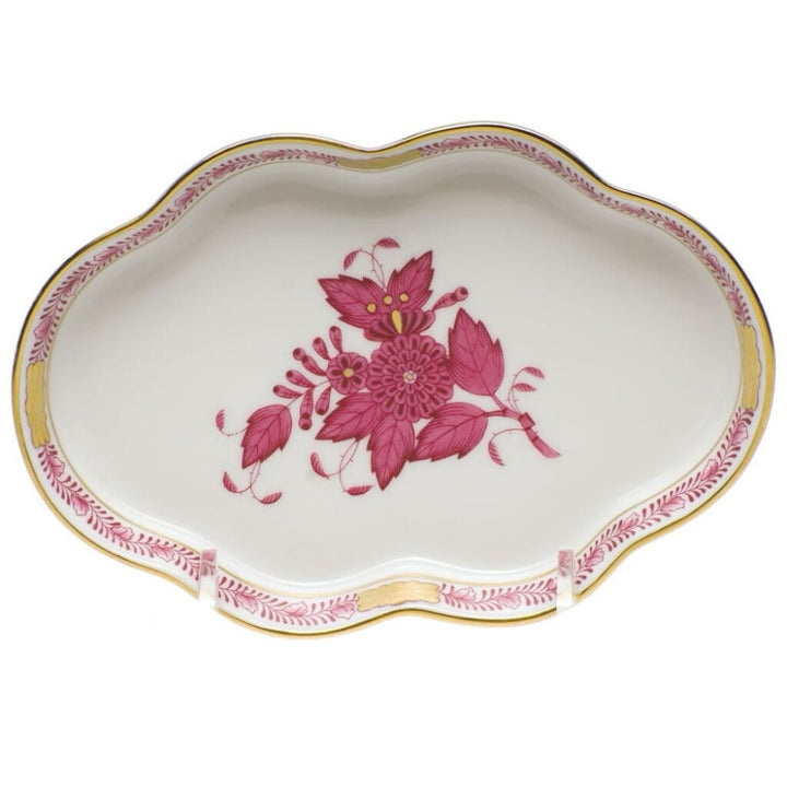 Herend Chinese Bouquet Small Scalloped Tray Trays Herend Raspberry 