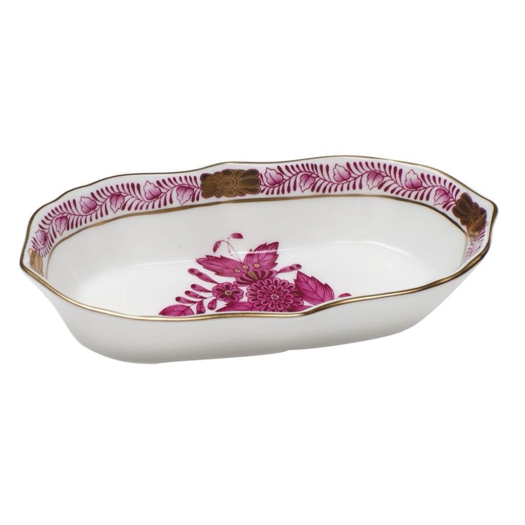 Herend Chinese Bouquet Narrow Pin Dish Dinnerware Herend Raspberry 