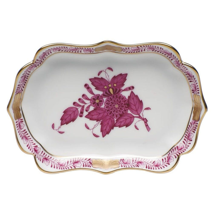 Herend Chinese Bouquet Mini Scalloped Tray Trays Herend Raspberry 