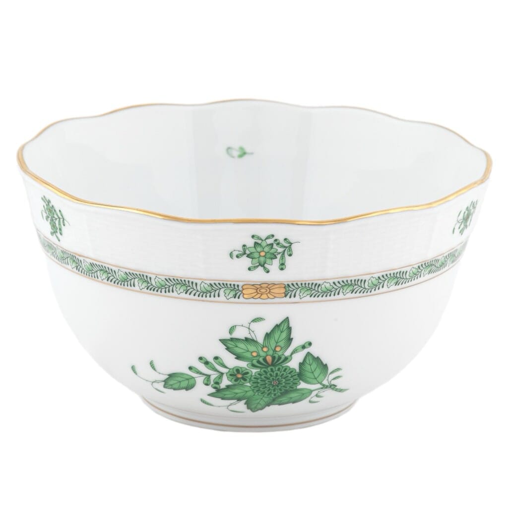 Herend Chinese Bouquet Round Bowl Dinnerware Herend Green 