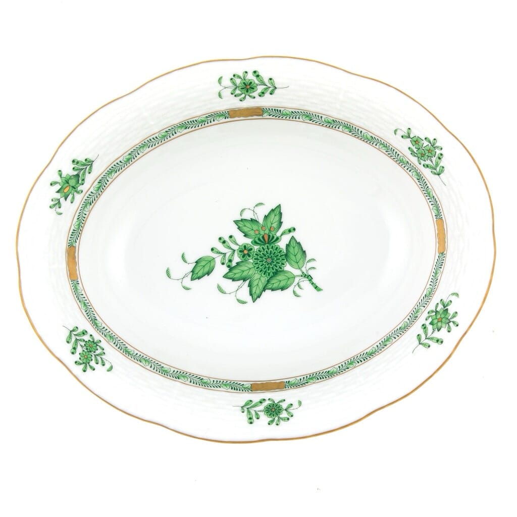 Herend Chinese Bouquet Oval Vegetable Dish Dinnerware Herend Green 