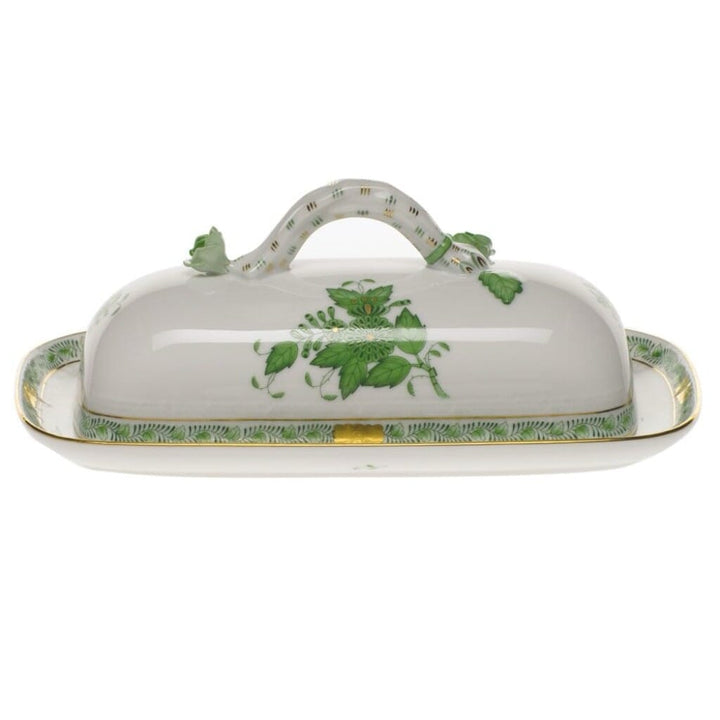 Herend Chinese Bouquet Butter Dish With Branch Dinnerware Herend Green 