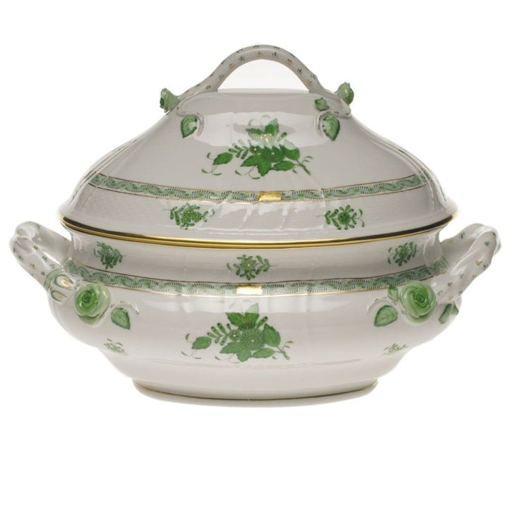Herend Chinese Bouquet Tureen With Branch Handles Dinnerware Herend Green 