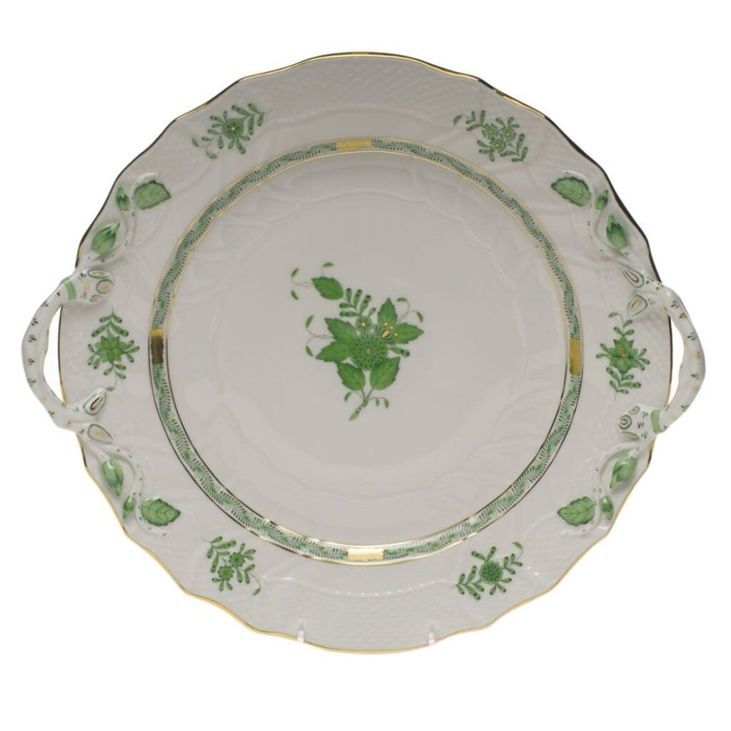 Herend Chinese Bouquet Chop Plate With Handles Dinnerware Herend Green 