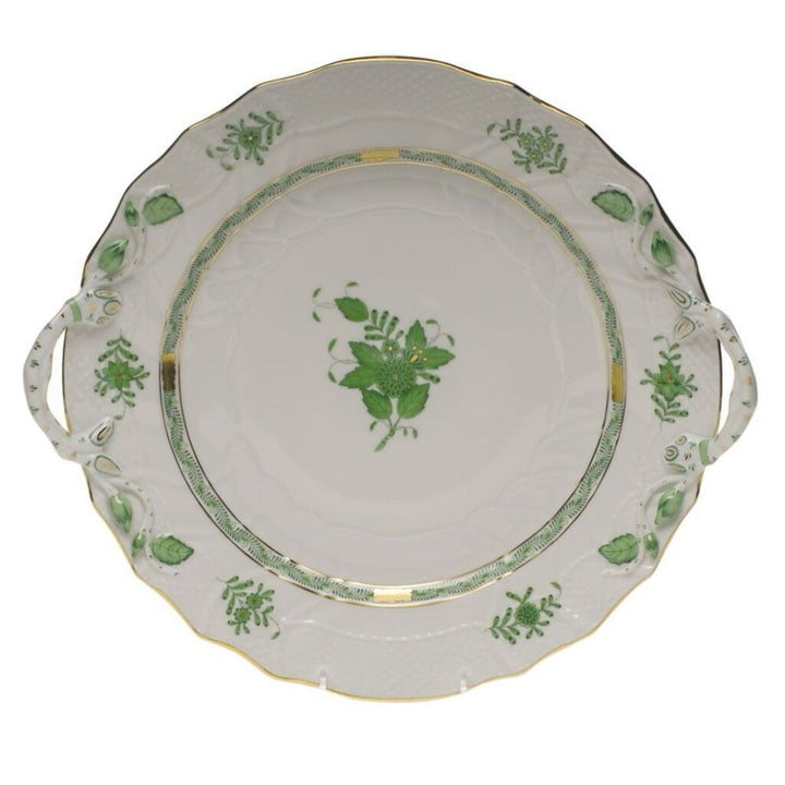 Herend Chinese Bouquet Chop Plate With Handles Dinnerware Herend Green 