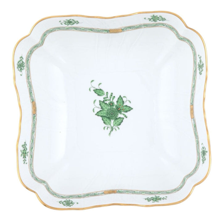 Herend Chinese Bouquet Square Salad Bowl Dinnerware Herend Green 