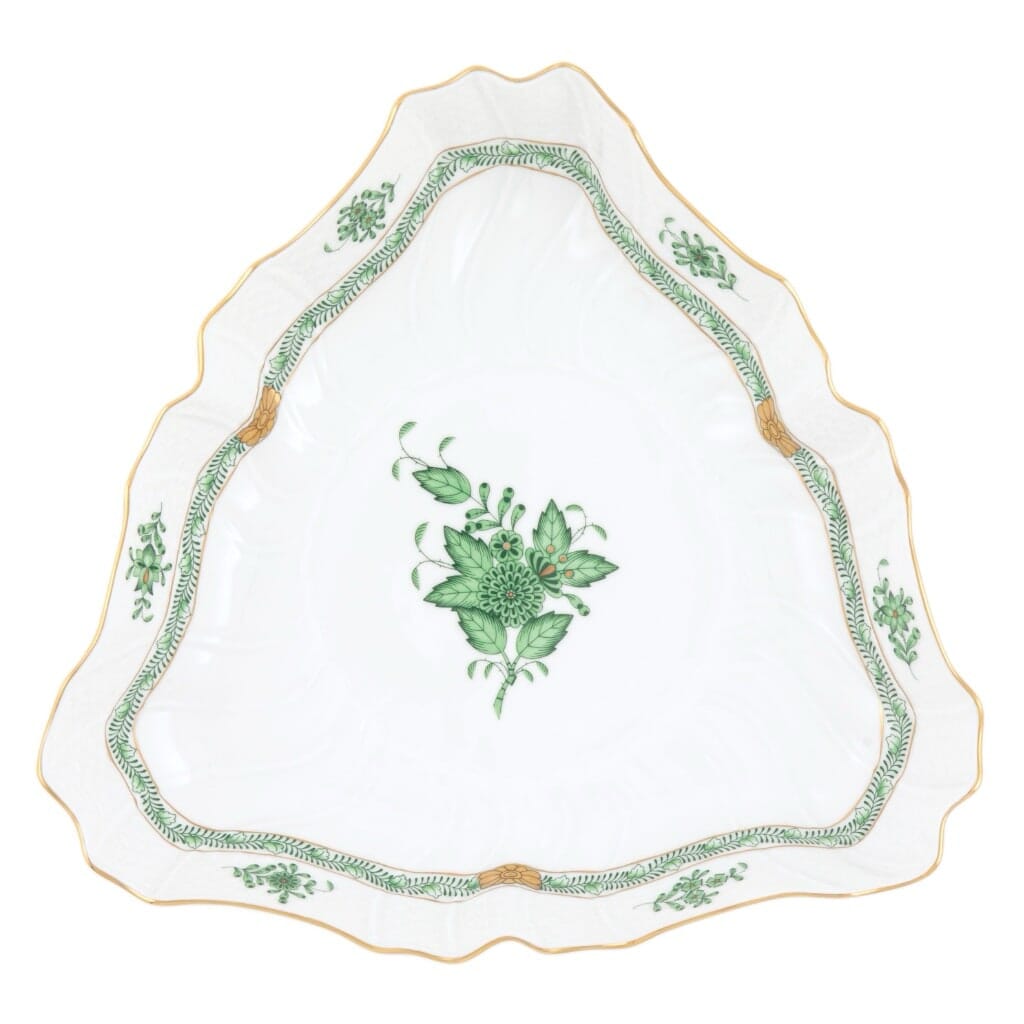 Herend Chinese Bouquet Triangle Dish Dinnerware Herend Green 