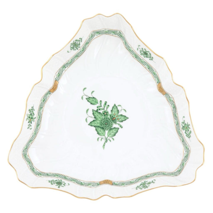 Herend Chinese Bouquet Triangle Dish Dinnerware Herend Green 
