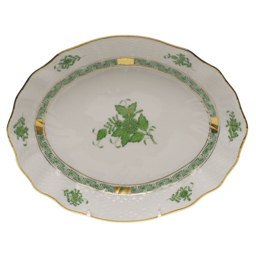 Herend Chinese Bouquet Oval Dish Dinnerware Herend Green 