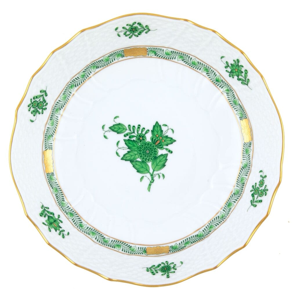 Herend Chinese Bouquet Scalloped Dinner Bowl Dinnerware Herend Green 