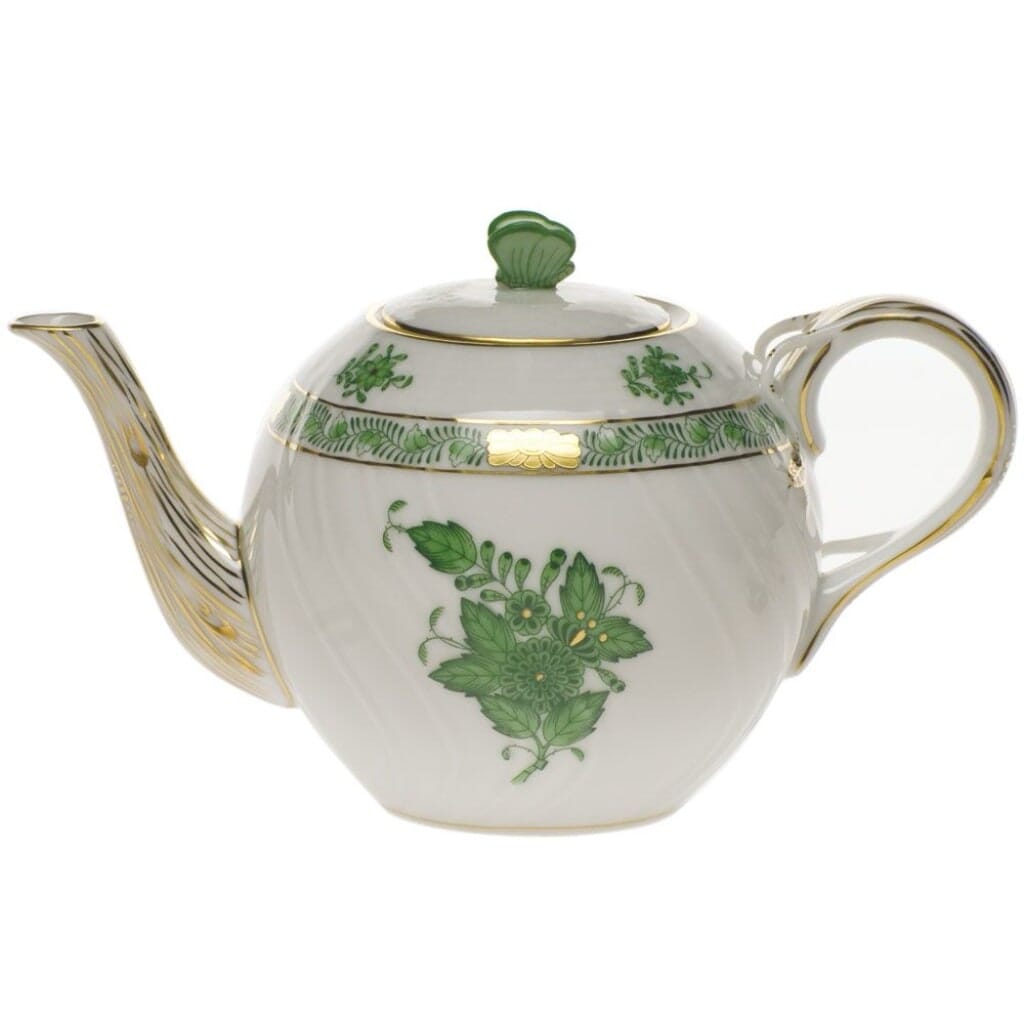 Herend Chinese Bouquet Tea Pot With Butterfly Dinnerware Herend Green 