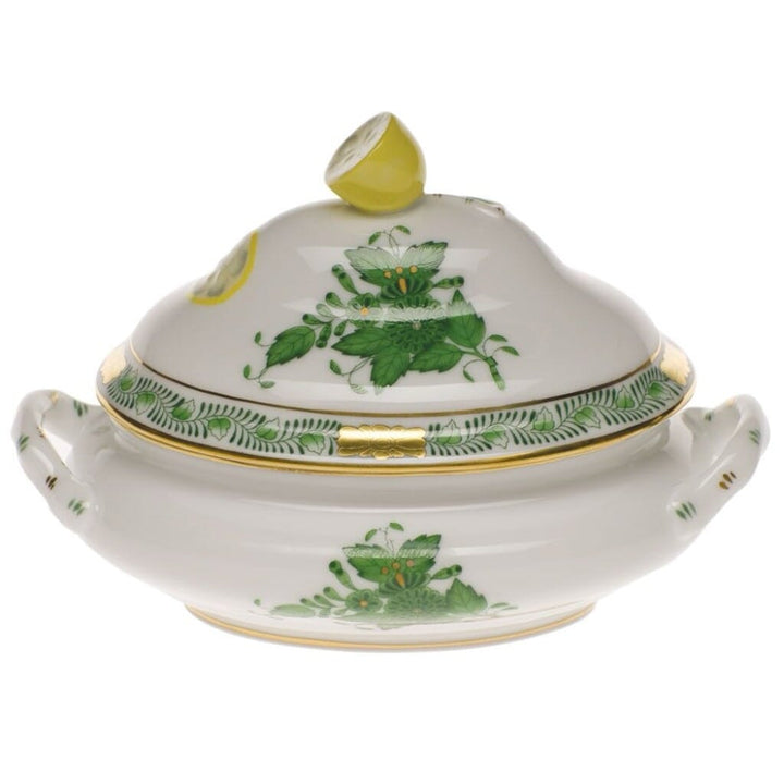 Herend Chinese Bouquet Mini Tureen With Lemon Dinnerware Herend Green 
