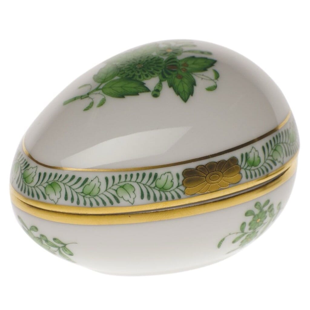 Herend Chinese Bouquet Egg Bonbon Dinnerware Herend Green 