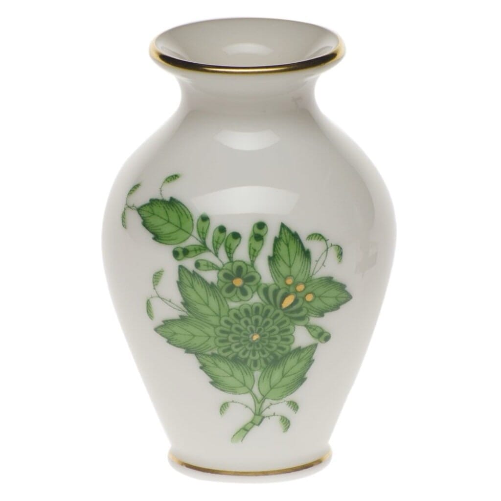Herend Chinese Bouquet Small Bud Vase With Lip Vases Herend Green 