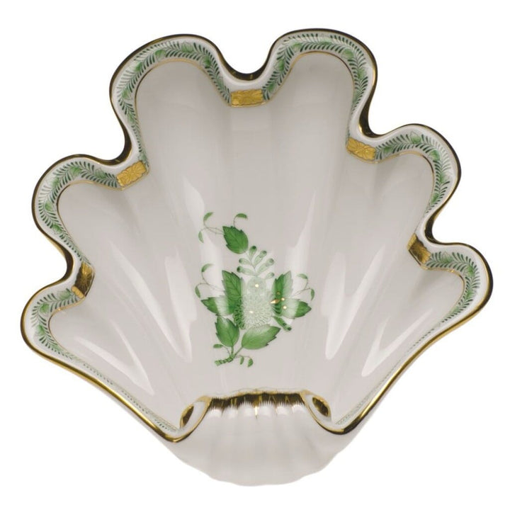 Herend Chinese Bouquet Large Shell Dish Dinnerware Herend Green 