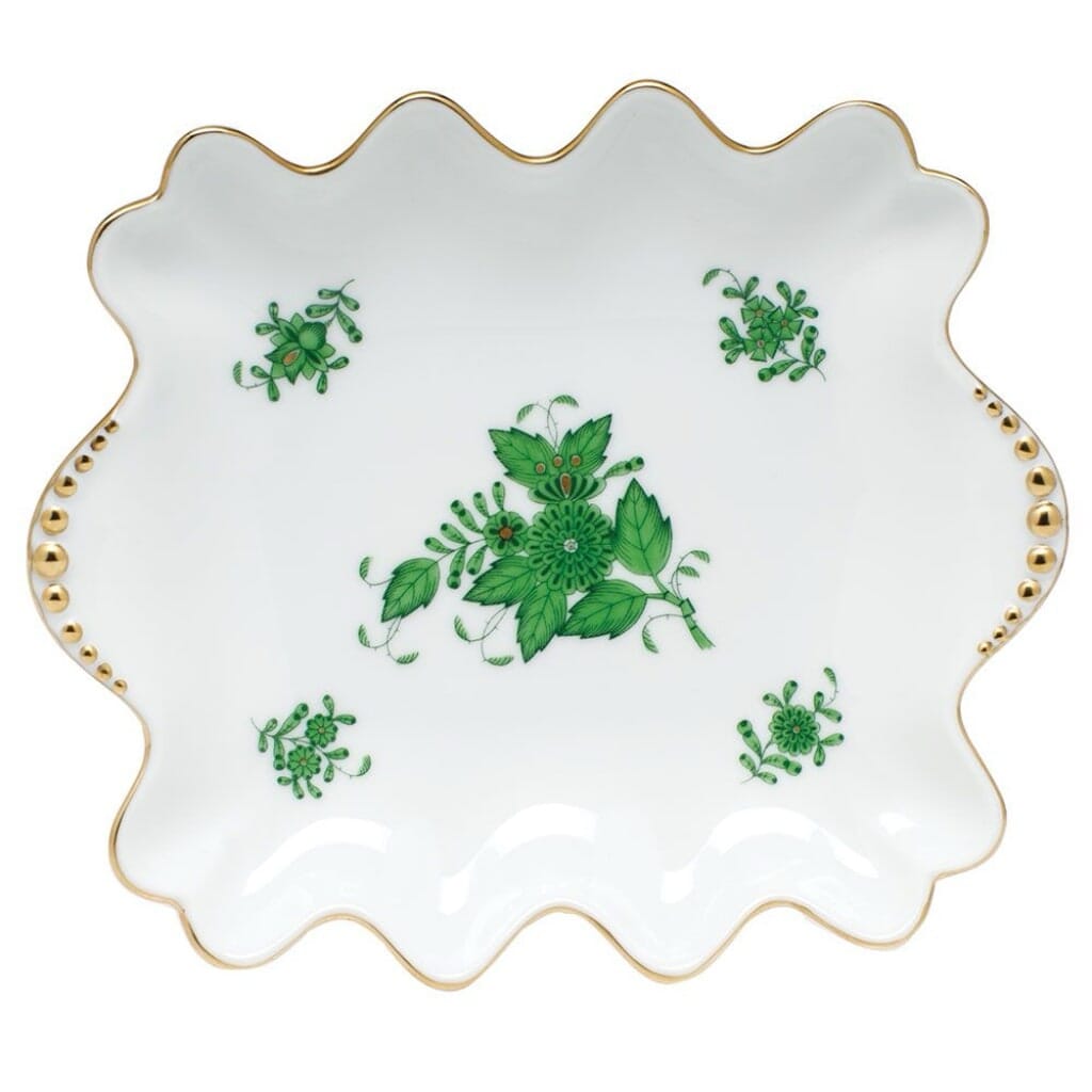 Herend Chinese Bouquet Small Dish With Pearls Dinnerware Herend Green 