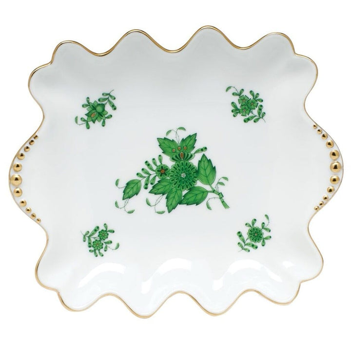 Herend Chinese Bouquet Small Dish With Pearls Dinnerware Herend Green 