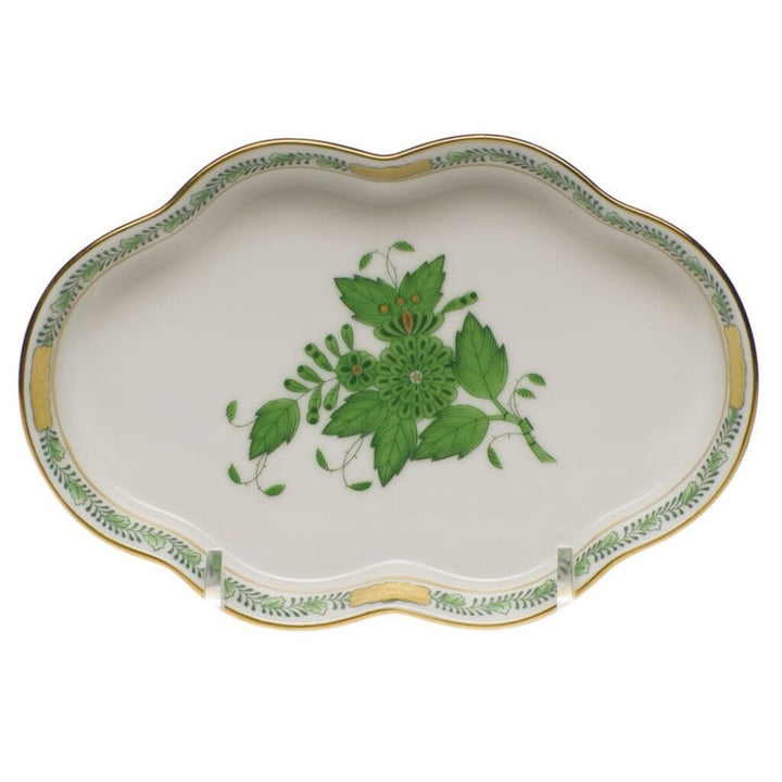 Herend Chinese Bouquet Small Scalloped Tray Trays Herend Green 