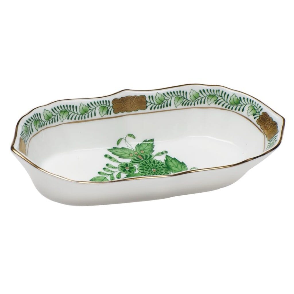 Herend Chinese Bouquet Narrow Pin Dish Dinnerware Herend Green 