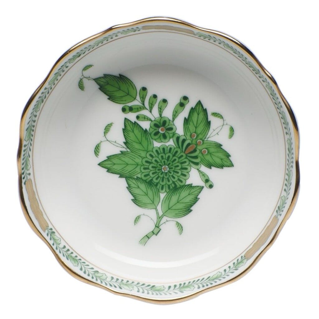 Herend Chinese Bouquet Mini Scalloped Dish Dinnerware Herend Green 