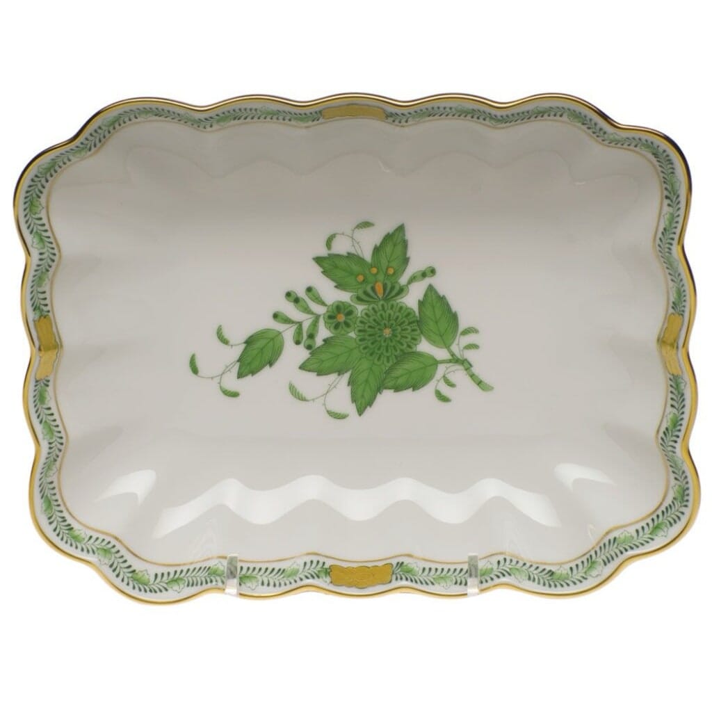 Herend Chinese Bouquet Oblong Dish Dinnerware Herend Green 