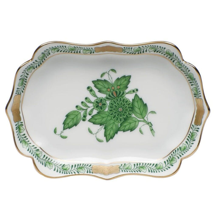 Herend Chinese Bouquet Mini Scalloped Tray Trays Herend Green 