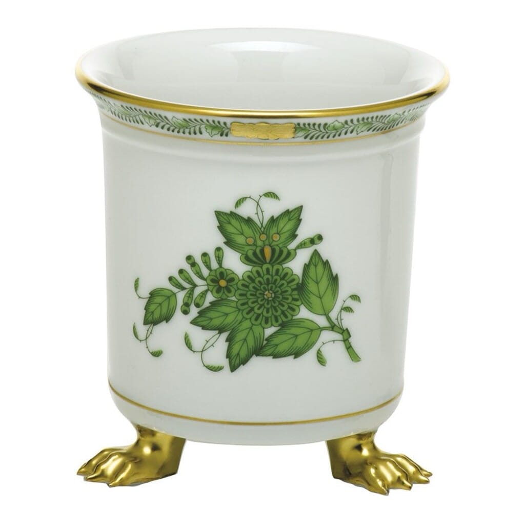 Herend Chinese Bouquet Mini Cachepot With Feet Dinnerware Herend Green 
