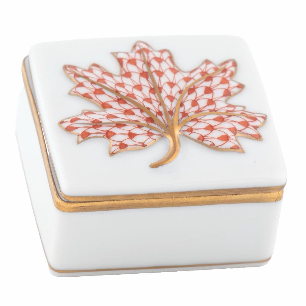 Herend Maple Leaf Box Figurines Herend Rust 