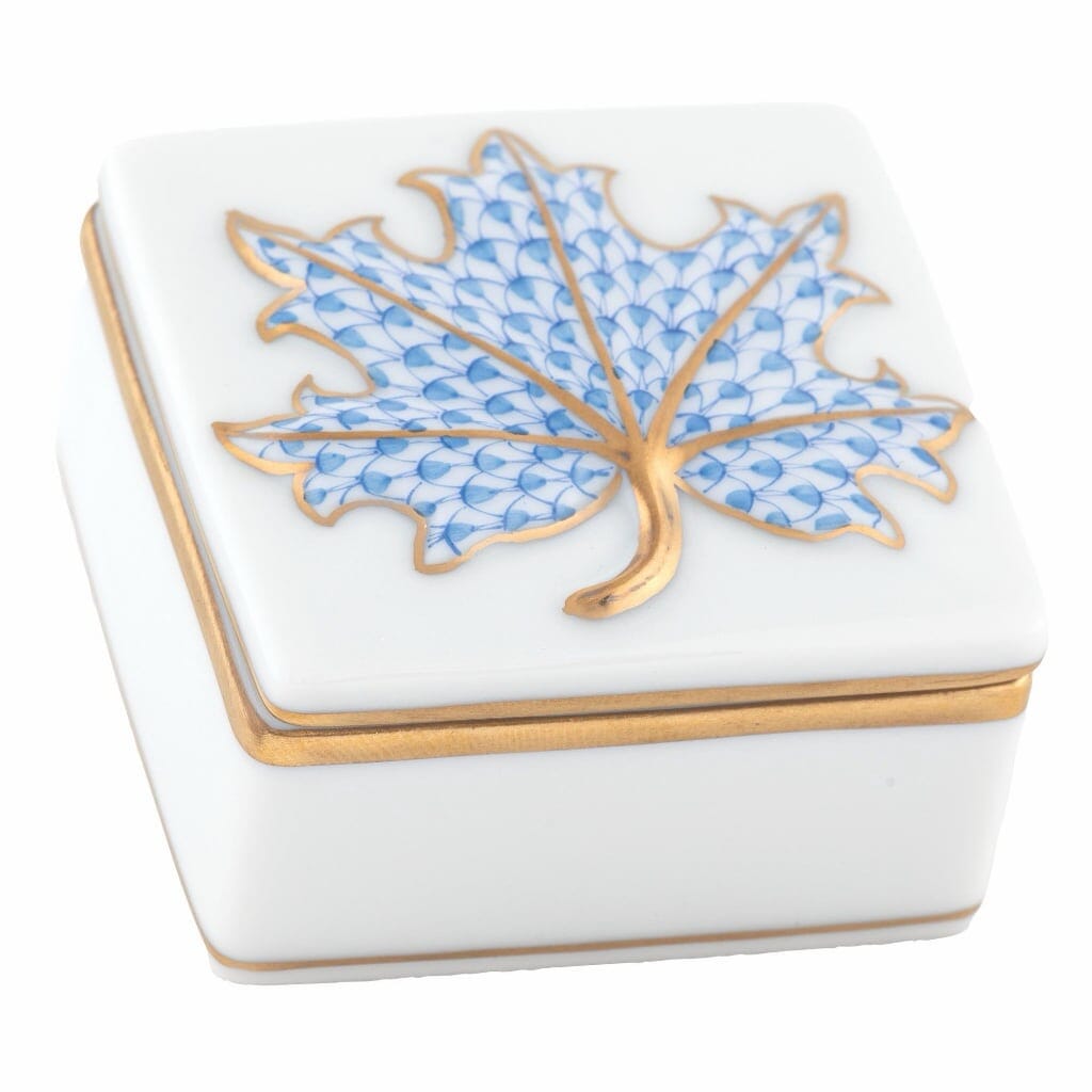 Herend Maple Leaf Box Figurines Herend Blue 