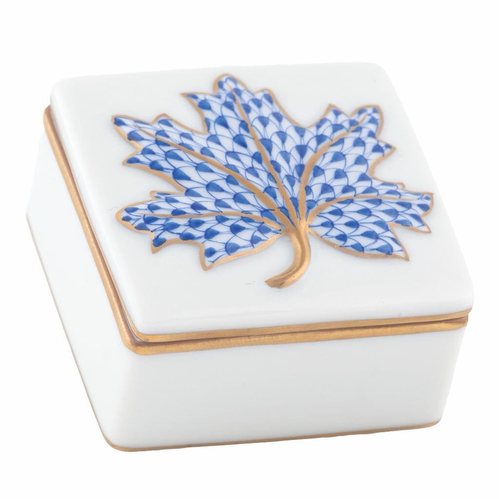 Herend Maple Leaf Box Figurines Herend Sapphire 