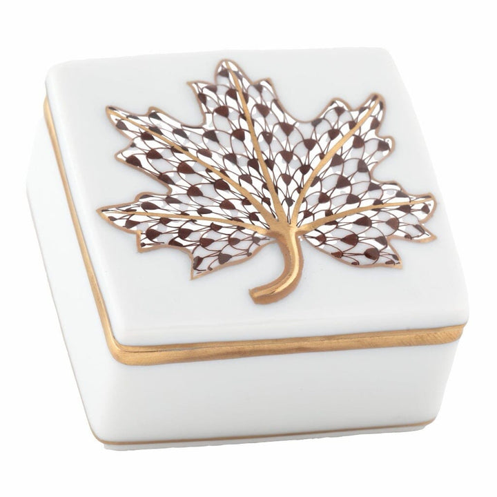 Herend Maple Leaf Box Figurines Herend Chocolate 