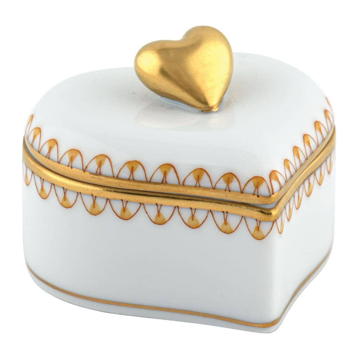 Herend Double Heart Box Figurines Herend Butterscotch 