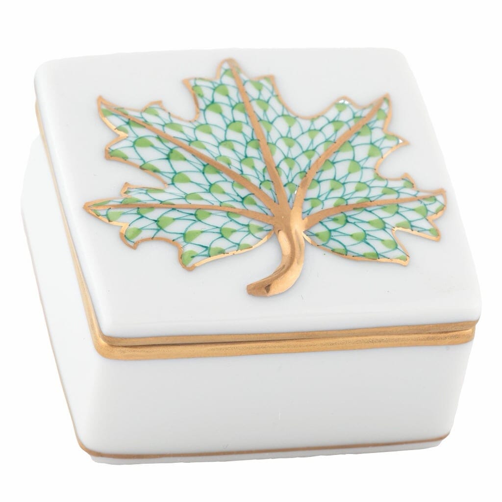 Herend Maple Leaf Box Figurines Herend Keylime 