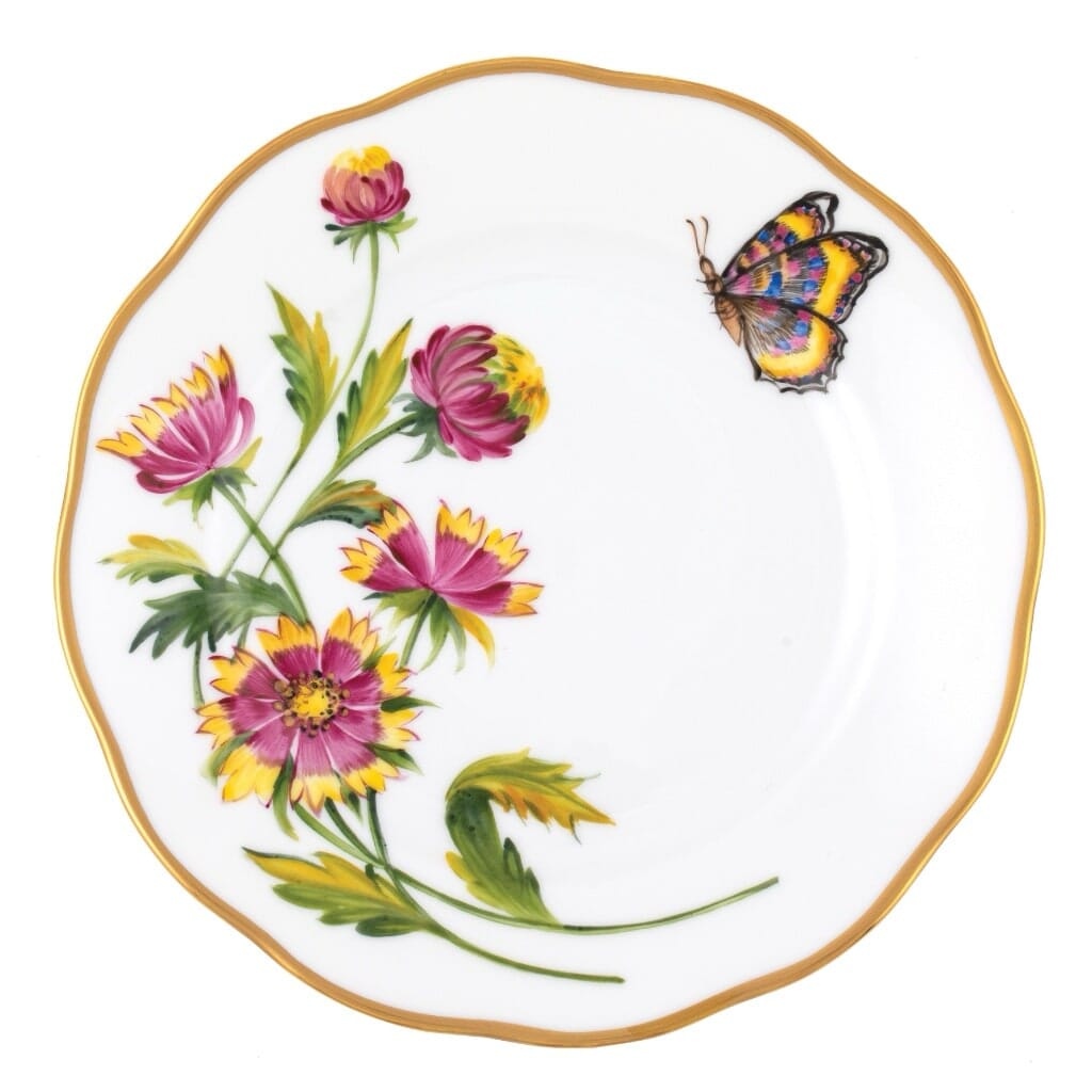 Herend American Wildflower Bread And Butter Plate - Indian Blanket Flower Dinnerware Herend 