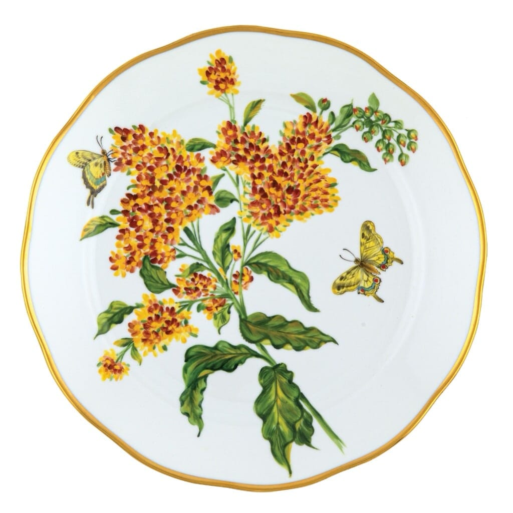 Herend American Wildflower Dinner Plate - Butterfly Weed Dinnerware Herend 