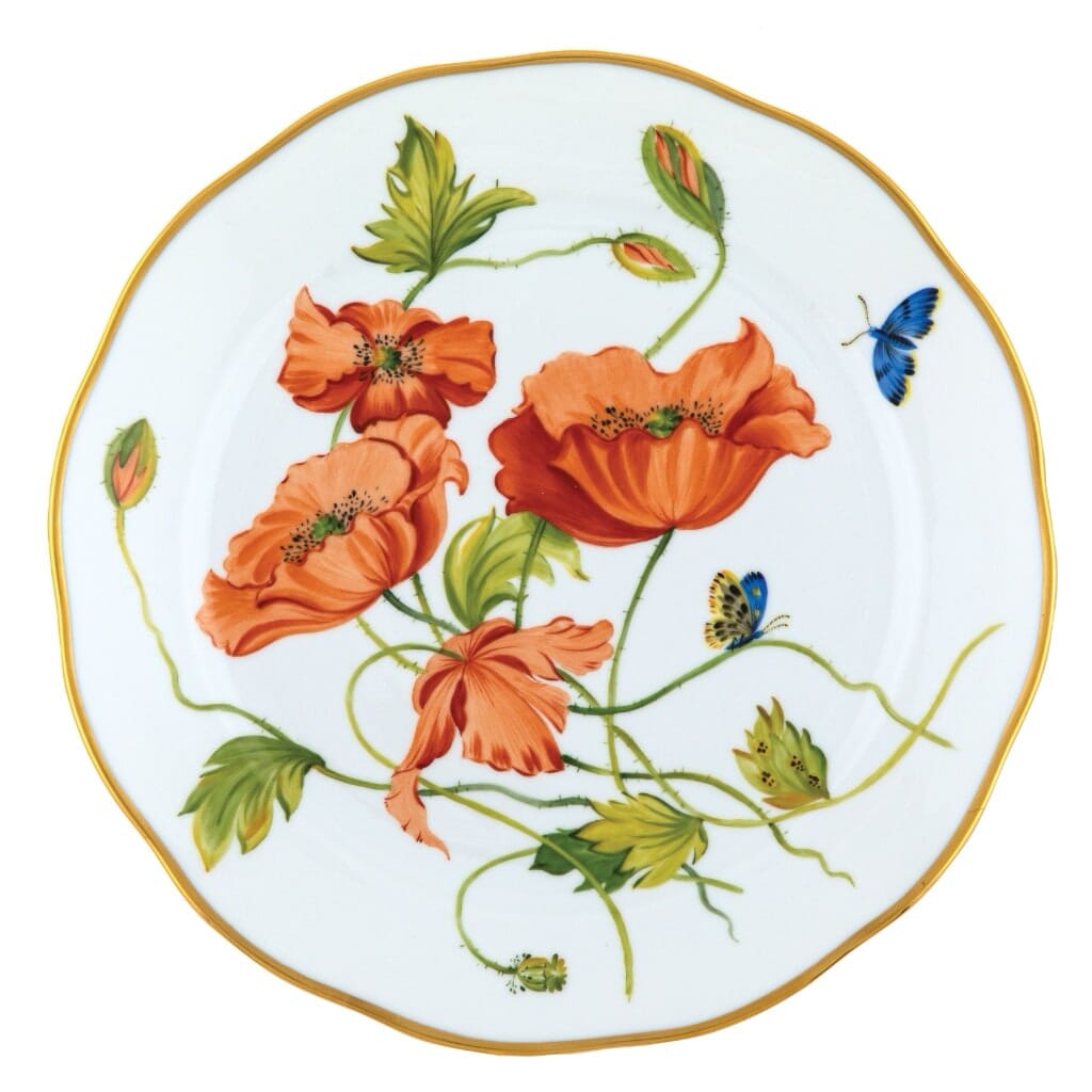 Herend American Wildflower Dinner Plate - California Poppy Dinnerware Herend 