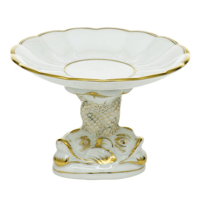 Herend Golden Edge Shell With Dolphin Stand Dinnerware Herend 