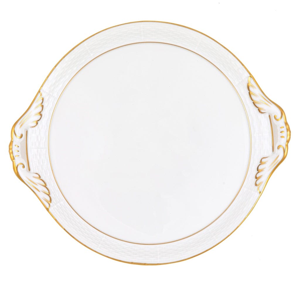 Herend Golden Edge Round Tray With Handles Trays Herend 