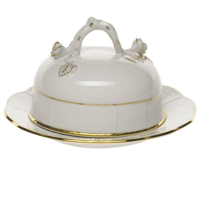 Herend Golden Edge Covered Butter Dish Dinnerware Herend 
