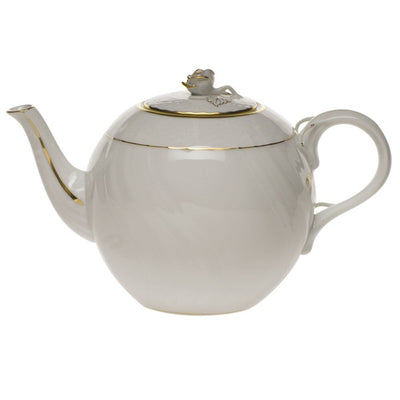 Herend Golden Edge Tea Pot With Rose - 36 oz. Dinnerware Herend 