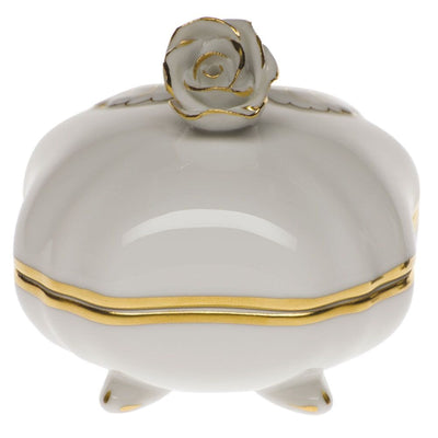 Herend Golden Edge Covered Bonbon With Rose Dinnerware Herend 