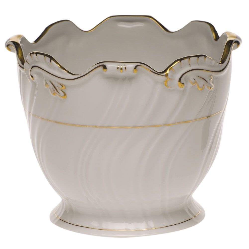 Herend Golden Edge Ribbed Cachepot Dinnerware Herend 