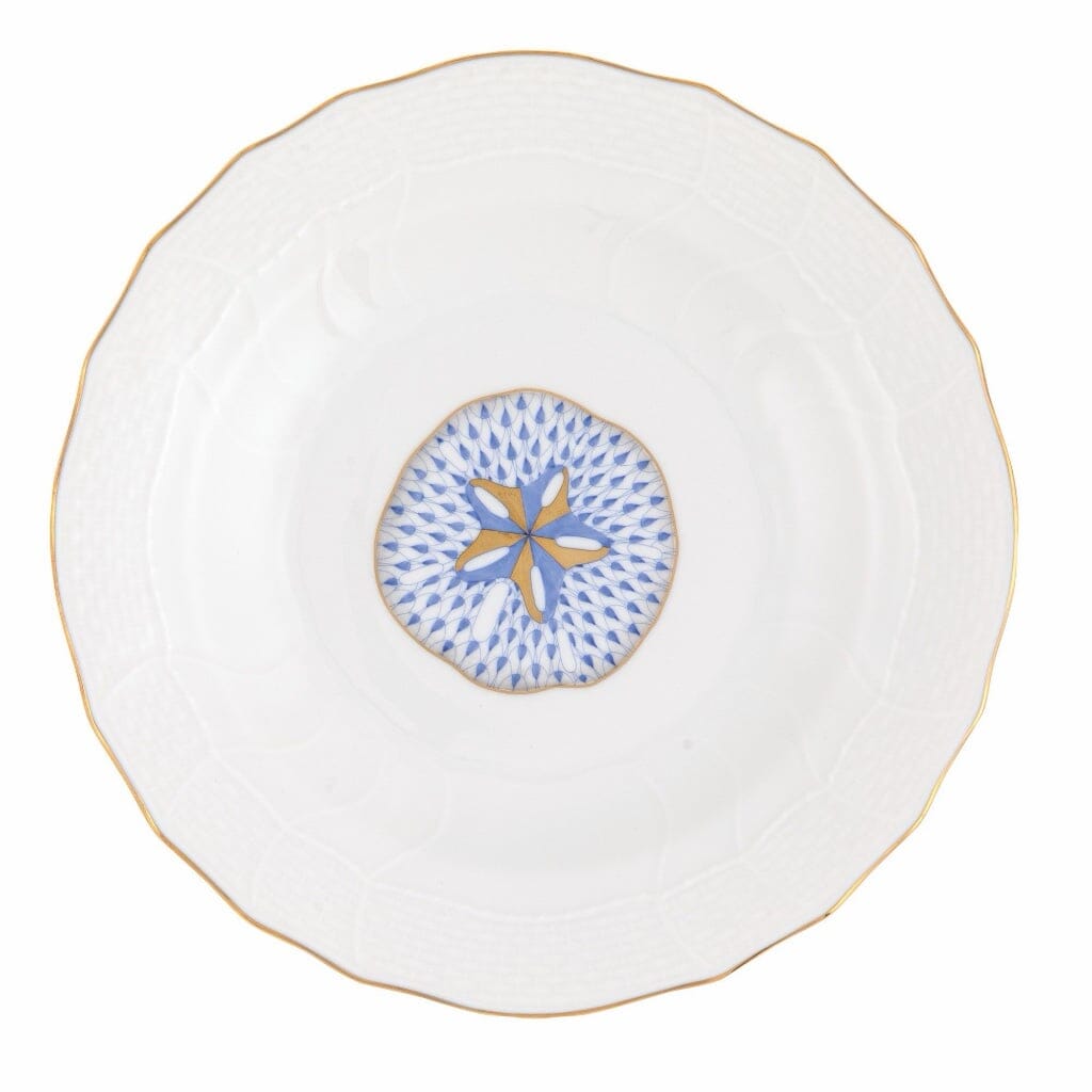 Herend Aquatic Dessert Plate - Blue Sand Dollar Dinnerware Herend 